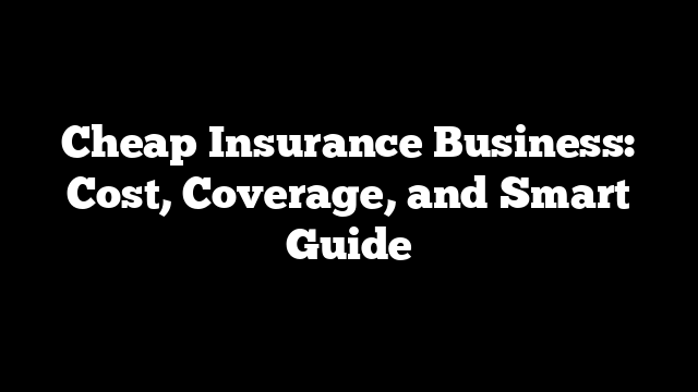 Cheap Insurance Business: Cost, Coverage, and Smart Guide