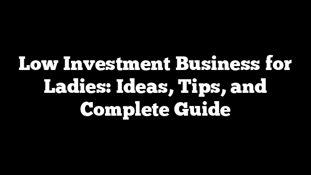 Low Investment Business for Ladies: Ideas, Tips, and Complete Guide